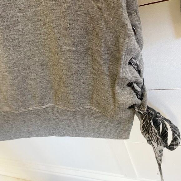 Cloth & Stone Gray‎ Sweatshirt Tunic Mini Dress Lace Up Side NWT M - Picture 12 of 13